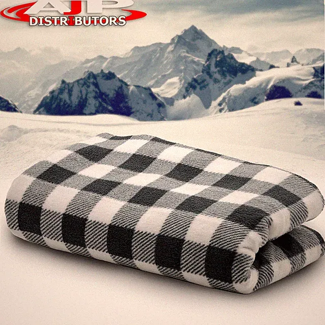 12V Heated Electric Car Truck Suv Van Fleece Black White Plaid Heater Blanket