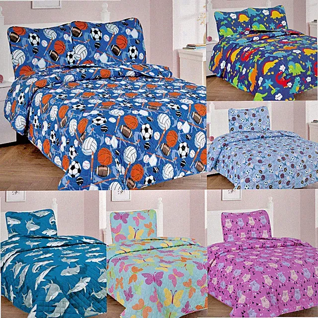 2/3-PC KIDS TEENS SUPER SOFT MICROFIBER PRINTED QUILTING BEDSPREAD BEDDING SET