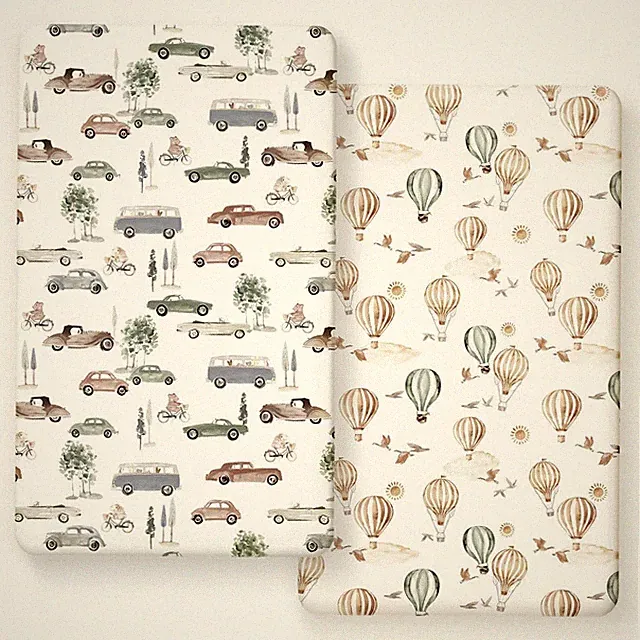 2 PCS Ultra Soft Jersey Knit Fitted Crib Sheets Cars Print Standard Mattress