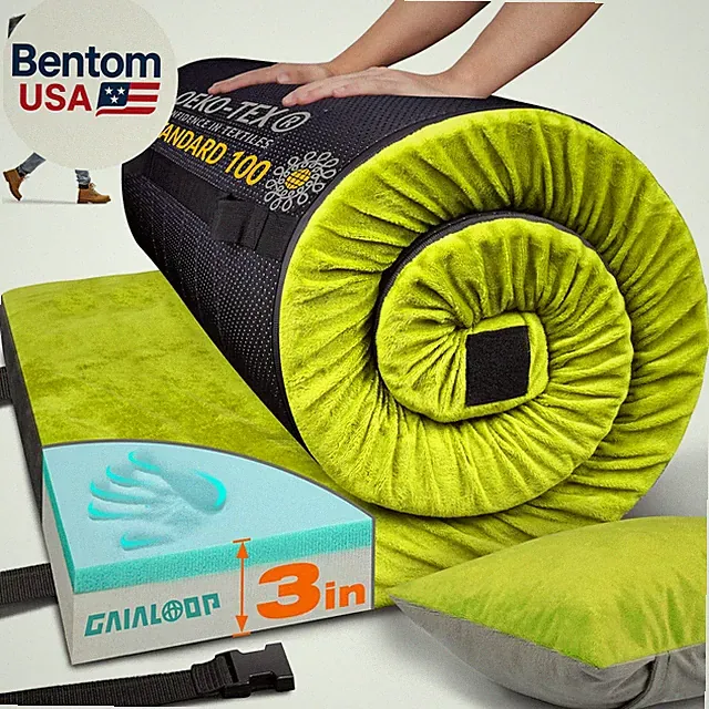 3 Inch Memory Foam Camping Mattress, Dual Layer Thick Sleeping Camp Pad for Car