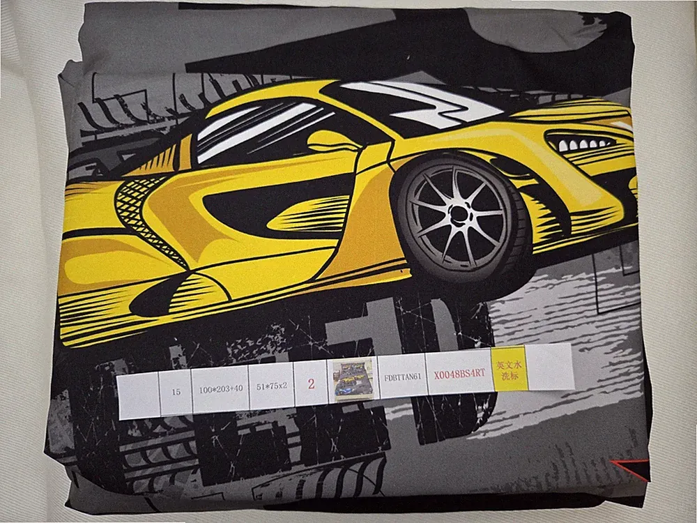 AILONEN 3pc Duvet Cover Set Yellow Race Car Kids Twin XL Bedding Set Boys Teens