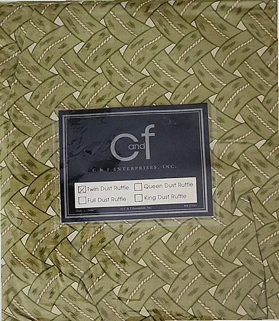 C&F Enterprises ~ 39" x 76" Twin Size ~ Green ~ Williamsburg Dust Ruffle ~ Skirt