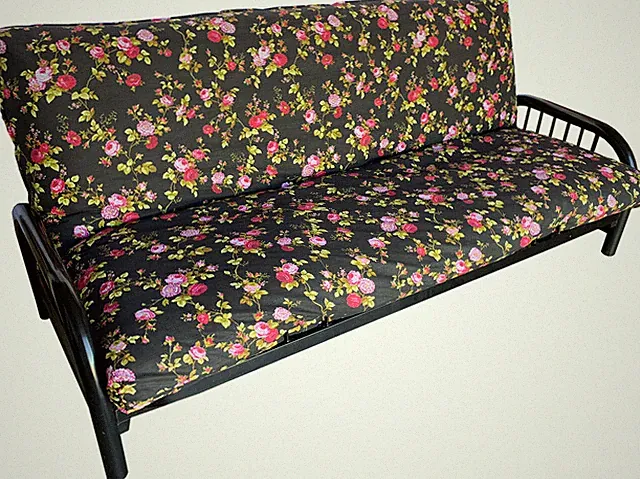 Cotton/Polyester Futon Mattress Covers, Bed Covering Protectors, Full Roses Blk