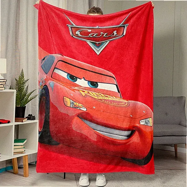 Cute Cartoon Racing Cars Flannel Blanket Soft Cozy Throw for Kids