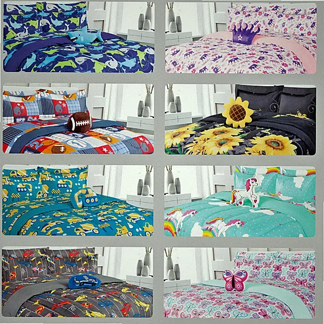 DIFFERENT STYLES KIDS / TEENS 6 / 8 PCS COMFORTER SET, WITH PILLOW PLUSH TOY