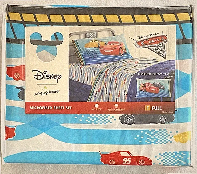 Disney Pixar "Cars" by Jumping Beans FULL SZ Microfiber 4 Piece Sheet Set NEW