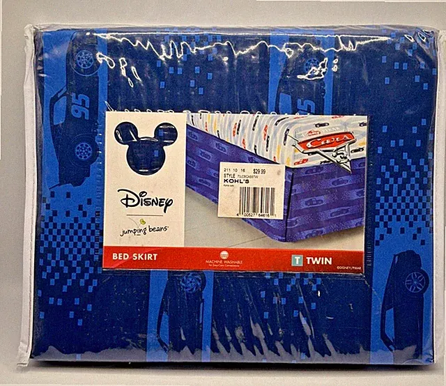 Disney Pixar Cars Jumping Beans Twin Size Bed Skirt 39" x 75" x 14” NEW NOS
