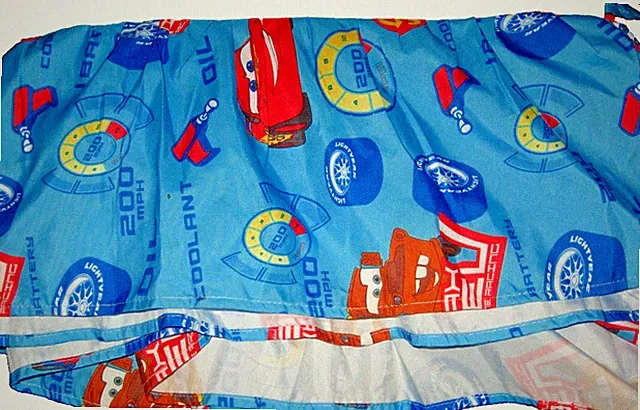Disney Pixar World of Cars Dust Ruffle ONLY Bed Skirt Child Toddler Blue Red