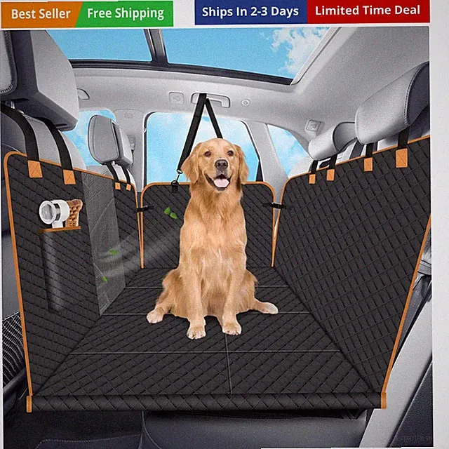 Dog Car Seat Cover for Back Seat, Hard Bottom Holds 420lbs Dog Hammock for Ca...
