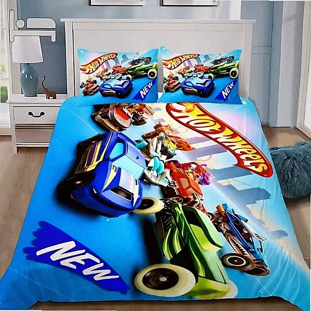 Hot-Wheels Cars Bedding Set, Adult Boy Girl Bedroom Decoration, Children Gifts