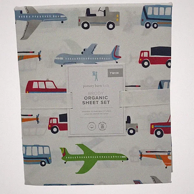 Pottery Barn Brody Cars Trucks Transportation Twin Sheet Set
