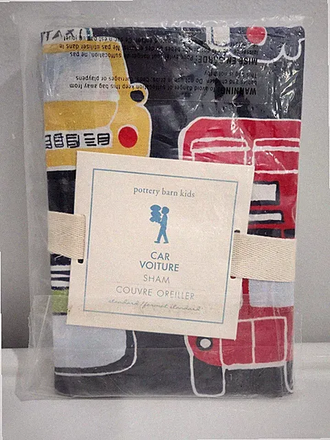 POTTERY BARN KIDS CARS 1 STANDARD SHAM 100% COTTON 20 x 26 NAVY BLUE NEW