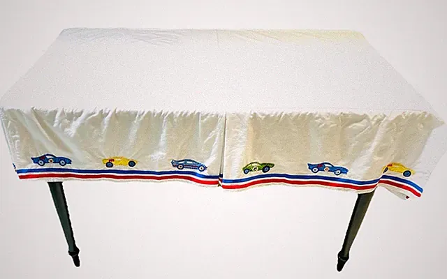 Pottery Barn Kids CARS Crib Bed Skirt Appliqué BedSkirt Dust Ruffle 52”x28”x11”
