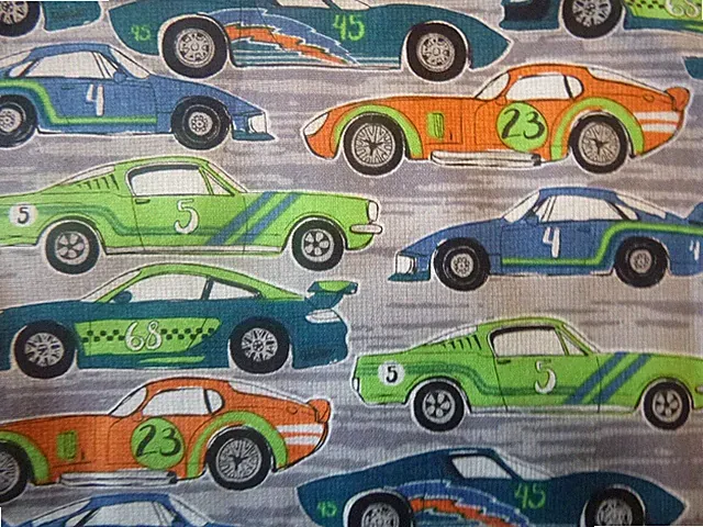 Race Cars on Cotton Fabric Design standard handcraft pillowcase