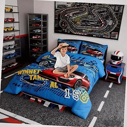 Sports Car Comforter Set Size,Race Car Bedding Set Kids Young Queen Car 01
