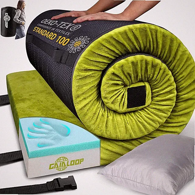 Thick Memory Foam Camping Mattress Sleeping Pad [Car/Tent/Cot] 3 Inch Portable