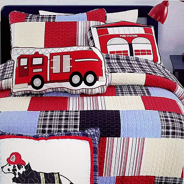 Thomas Cars Plaid Reversible 100%Cotton Quilt Set, Bedspread, Coverlet